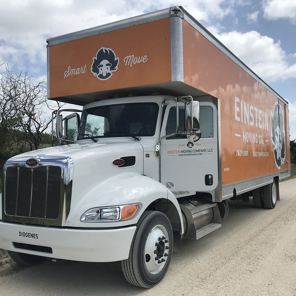Einstein moving truck in Dallas, Texas